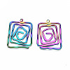 Eco-Friendly Rainbow Color Iron Pendants IFIN-N009-014-RS-2