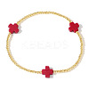 Cross Brass Beaded Stretch Bracelets for Women Gold Thin Chain Fashion Jewelry Accessories US0494-2-1
