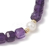 Natural Amethyst & Cultured Freshwater Pearl Beaded Stretch Bracelets for Women BJEW-JB13327-4