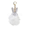 Cute Rabbit PU Leather & Imitate Rex Rabbit Fur Ball Keychain KEYC-C005-02B-2