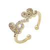 Brass Micro Pave Cubic Zirconia Cuff Rings RJEW-H256-03G-4