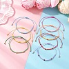7Pcs 7 Colors Adjustable Round Glass Seed Beads Braided Bead Bracelets Set for Women BJEW-MZ00288-1