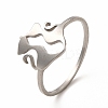Non-Tarnish 201 Stainless Steel Double Cat Finger Ring for Women RJEW-K239-04P-1