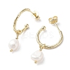 Natural Pearl Dangle Stud Earrings EJEW-P231-30G-4