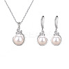 Plastic Imitation Pearl Pendant Necklace & Dangle Earring Sets WG4C35F-01-2