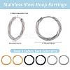 18Pcs 3 Colors 303 Stainless Steel Twist Hoop Earrings for Women EJEW-SC0001-81A-2