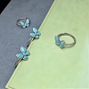 Adjustable Synthetic Turquoise with 925 Sterling Silver Finger Rings RJEW-C155-04-1