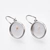 Flat Round Tray Smooth Surface 304 Stainless Steel Leverback Earring Findings STAS-R065-66-3