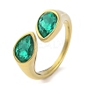 Ion Plating(IP) 304 Stainless Steel Rhinestone Teardrop Cuff Open for Women RJEW-N046-04B-G-1