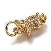 Brass Micro Pave Clear Cubic Zirconia Charms ZIRC-B002-54G-3