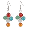 Natural & Synthetic Mixed Stone Cross Dangle Earrings EJEW-JE05395-02-1