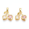 Brass Micro Pave Cubic Zirconia Charms X-KK-N254-227G-1