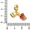 Brass Enamel Badminton European Dangle Charms KK-C087-11G-02-3