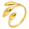 Vintage 304 Stainless Steel Three-Leaf Open Cuff Ring for Women LW4764-2-1