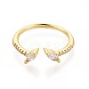 Brass Micro Pave Cubic Zirconia Cuff Rings for Women KK-T071-74G-2