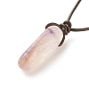 Natural Amethyst Nugget Pendant Necklace with Cowhide Leather Cord NJEW-JN03882-01-5