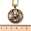 201 Stainless Steel Glass Flat Round with Archangel Michael Pendant Necklaces for Women LS-NJEW-M105-09G-3
