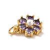 Rack Plating Brass Micro Pave Cubic Zirconia Charms KK-A160-22J-G-3