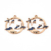 Eco-Friendly Alloy Enamel Pendants ENAM-T011-81A-NR-2