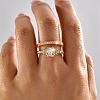 Brass Micro Pave Cubic Zirconia Finger Rings CU-Z001-02G-01-1