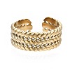 304 Stainless Steel Twist Rope Open Cuff Ring RJEW-T023-47G-1