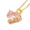 Pink Cubic Zirconia Pendant Necklace NJEW-H161-01B-2