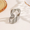 Wave Shape 304 Stainless Steel Cuff Rings for Women FS-WG77DEA-02-1