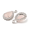 Natural Rose Quartz & Rhinestone Pendants G-K338-31P-07-2