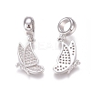 Brass Micro Pave Clear Cubic Zirconia European Dangle Charms ZIRC-I036-23P-1