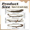 4Pcs 4 Styles Feather & Branch Alloy Brooch Pins JEWB-LP0004-84-2