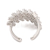 Brass Micro Pave Clear Cubic Zirconia Open Cuff Rings RJEW-U009-08P-01-3