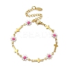 Ion Plating(IP) Enamel Flower & Cross Link Chain Bracelet BJEW-C023-01G-02-1