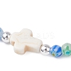 Handmade Millefiori Glass Round Beads & Spray Painted Synthetic Turquoise Beads Stretch Bracelets BJEW-JB12223-3