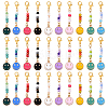 30Pcs 10 Styles Smiling Face Alloy Enamel & Glass Seed Pendant Decorations HJEW-YW00143-2
