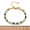 Heart Brass Enamel Curb Chains Bracelets for Women BJEW-B125-03G-5