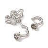 Flower Brass Micro Pave Clear Cubic Zirconia Fold Over Clasps KK-A227-28P-2