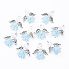 10Pcs Acrylic & Imitation Pearl Flower Angel Pendants PALLOY-YW00055-05-1