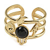 Natural Black Onyx Finger Rings RJEW-U027-07G-08-2