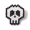Halloween Skull Glass Seed Beads Brooch JEWB-BR00166-1