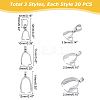 40Pcs 2 Style 304 Stainless Steel & 20Pcs 201 Stainless Steel Pendant Pinch Bails STAS-UN0030-11-5