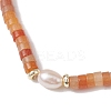 Natural Red Aventurine and Pearl Beads Btacelets BJEW-JB10681-04-3