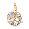 Brass Micro Pave Clear Cubic Zirconia Charms ZIRC-F146-02G-1