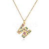 Brass Pave Colorful Cubic Zirconia Initial Pendant Necklaces for Women FS-WG02860-23-1