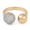 Round Brass Micro Pave Clear Cubic Zirconia Open Cuff Ring for Women RJEW-Q819-11G-2