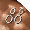 304 Stainless Steel Oval Dangle Stud Earrings EJEW-I319-02P-3