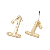 Brass Number Stud Earrings with 925 Sterling Silver Pins for Women EJEW-A077-01A-3