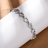 Brass Micro Pave Clear Cubic Zirconia Link Bracelets for Women BJEW-D342-02P-1