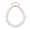 Starfish Synthetic Turquoise & Natural Rose Quartz Chip Beaded Bracelets for Women BJEW-JB11264-03-2