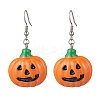 304 Stainless Steel Opaque Resin Pumpkin Dangle Earrings EJEW-JE06478-2