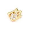 Brass Micro Pave Clear Cubic Zirconia Charms KK-Z151-18G-N-2